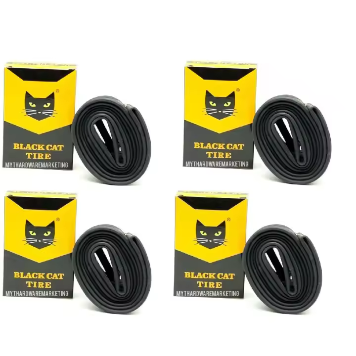 Black Cat Tire - Pack de 4 Cámaras de Bicicleta 24 Pulgadas - Válvula Schrader - Resistente a los Pinchazos - 1