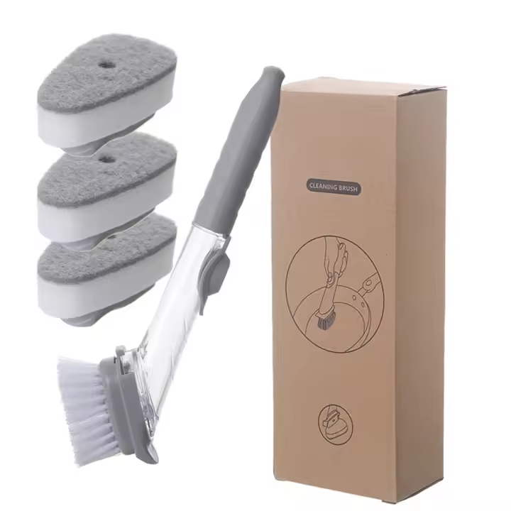 Cepillo De Limpieza Para Olla Con Carga Automática Y Largo Mango Multifuncional Rociador De Líquido Cepillo De Lavado De Platos Para Cocina Limpia Y Lazada - 1