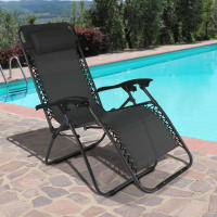 Gerimport Tumbona Reclinable Negra 167x65x113cm Plegable Resistente Cómoda Ajustable - details 2