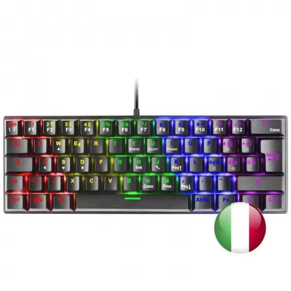 Mars gaming mk60 teclado gaming mecanico - ultra-compacto 60% - switches antipolvo - iluminacion rgb - anti-ghosting avanzado - multiplataforma - italiano - color negro - 1