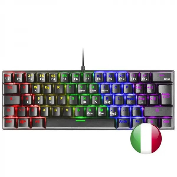 Mars gaming mk60 teclado gaming mecanico - ultra-compacto 60% - switches antipolvo - iluminacion rgb - anti-ghosting avanzado - multiplataforma - italiano - color negro - 1