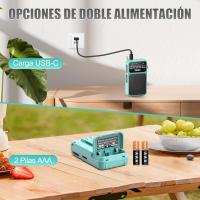 J-555 Am/FM Radio Portatil Pequeña Recargable, Carga USB-C, Radios Pequeña Pilas, con Toma de Auriculares, Transistor Radio de Bolsillo con Clip y cordón para Correr, Acampar. (Azul) - details 2