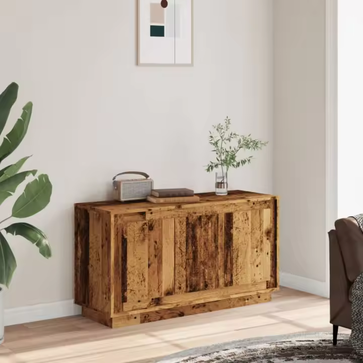 vidaXL Aparador de madera de ingeniería envejecida 102x35x55 cm - 1