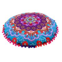 Funda De Cojín Redonda De 43 Cm 17 Pulgadas Estampado Floral Bohemio Para Meditación Y Decoración De Suelo Material Poliéster Tecido Tejido Jacquard - details 3