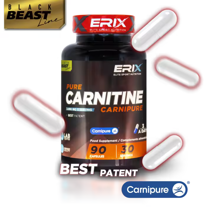 ERIX NUTRICION | CARNITINE Carnipure 90 CAPS | PERDIDA DE PESO | Quema grasas | 3000 MG por Dosis Diaria de Carnitina de Máxima Absorción y Eficacia | Alta Pureza y Calidad | Vegano | Sin Gluten - 1
