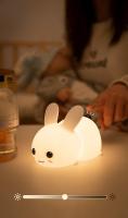 Lámpara De Noche LED Conejo RGB Recargable Con Control Remoto Y Sensor Táctil Para Niños Y Bebés Regalo De Juguete Animal De Silicona - details 3