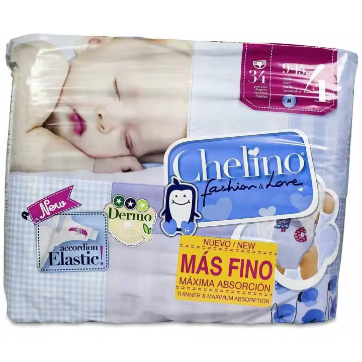 Chelino Fashion & Love Pañales Gateo Talla 4 (9-15 Kg), 34 Uds - 1