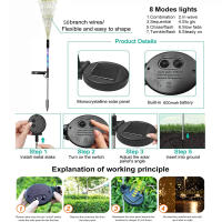 Luz De Jardín Solar LED Impermeable Con 8 Modos De Fuegos Artificiales Para Paisaje Jardín Decoración De Navidad Y Fiesta - details 9