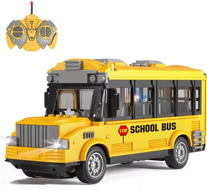 Autobús Escolar Y Ambulancia RC Con 4 Canales Y LED Control Remoto Autobús De Visita Con Puertas Abreable Material Plástico - 1