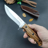 Cuchillo Fijo HUAAO FC5029 Con Hoja De Acero Inoxidable 5c13Mov Y Mango De Madera Hoja De Acero Laminado En Hoja Cubierta De Cuero PU Para Supervivencia Al Aire Libre Y Caza Para Hombres - details 6