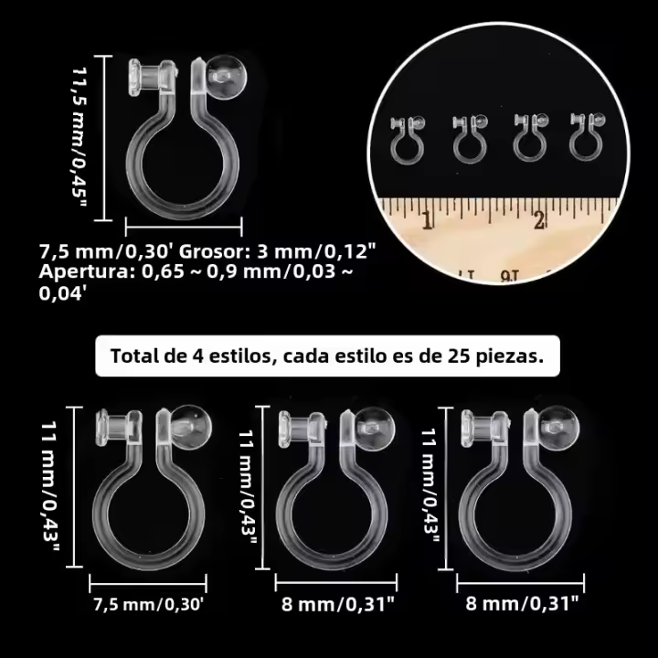 100 Pcs Componentes De Resina Para Pendientes Clip-on Estilos Variados Convertidor De Pendientes No Perforados Para DIY - 1
