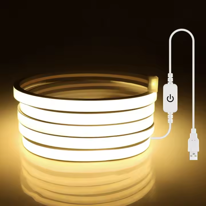 Tira De Luces LED COB Con Sensor Táctil USB 5V Dimmable En Tubo De Silicona Suave Y Neón Impermeable 320leds/m Luz Super Brillante Para Iluminación Doméstica - 1