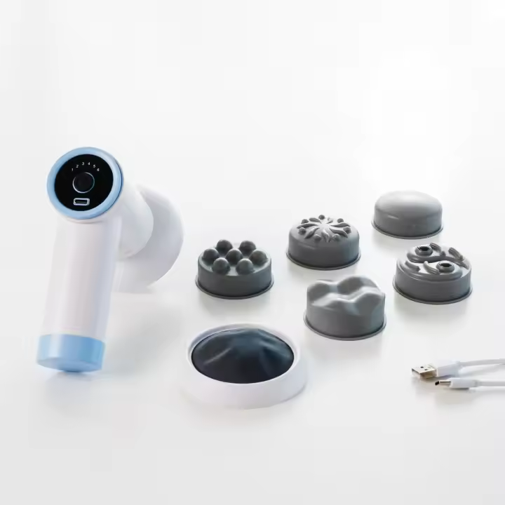 InnovaGoods® Masajeador anticelulitico reductor 6-in-1, Pistola de Masaje para Relajación y Recuperación Muscular, con 5 cabezales intercambiables, 6 niveles de Intensidad regulable. - 1