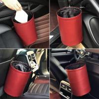 Bandeja De Basura Plegable Para Coche Organizador De Residuos Impermeable Almacenamiento Interior De Coche Y Autobús Material De Cuero PU Forma Redonda - details 8