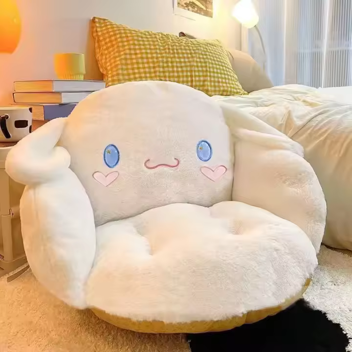 Cojín Antideslizante Aoger Tamaño Grande De Kuromi Y Cinnamoroll De Sanrio Para Sala De Estar Y Oficina Cubierta De Plush Negro Y Blanco PP Algodón Relleno - 1