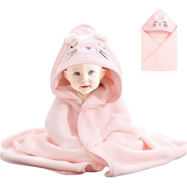 Toalla Bebe con capucha Niño y Niña Toalla Bebe Recien Nasido Suave y Absorbent Albornoz Bebe 80x80 cm Toallas de Baño Infantiles Toallas Ducha Bebe Capa de Baño Bebe Algodon - 1