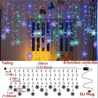 Luces De Navidad LED En Forma De Copo De Nieve Y Gota De Agua Para Jardín Y Exterior Con Enchufe EU Decoración De Fiesta En Casa Guirnalda De Luces De Ceniza - details 1