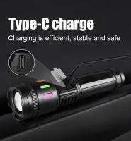 Linterna LED Ultra Brillante ABS 100000LM COB Roja Recargable USB 5 Modos Zoom Exterior Torcha Con Puntero Láser Resistente Al Choque Y Agua - details 8