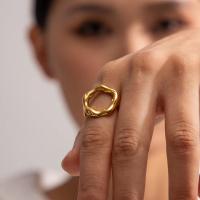 Anillo De Dedo Cuadrado Con Textura De Flor Geométrica Y Círculo Irregular En Oro Plateado 18K Para Mujer Joyería De Moda - details 2