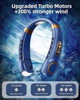 Ventilador de Cuello USB portátil sin Aspas, con 5 velocidades y Diseño de flujo de Aire 360 °. Color Azul. - details 4