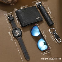 Reloj Clásico Versátil Para Hombres 5pcs Con Llavero Reloj De Cuarzo Para Negocios Y Fiestas Casual Regalo Con Soleras Y Cartera - details 7