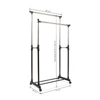 Perchero de Pie con Ruedas, Acero Inoxidable, DOBLE 80x43x90 a 160 cm, Perchero de Ropa Burro, Estructura Metalica Extensible, Organizador de Perchas y Ropa - details 11