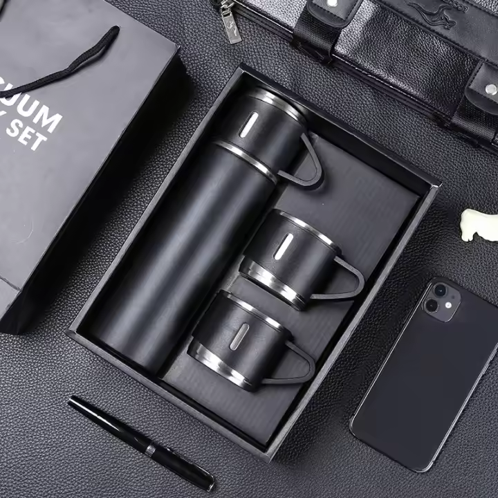 Taza De Acero Inoxidable Con Aislamiento Grande Sellada De Lujo Taza De Agua Portátil Con Tres Cubiertas Set De Regalo - 1