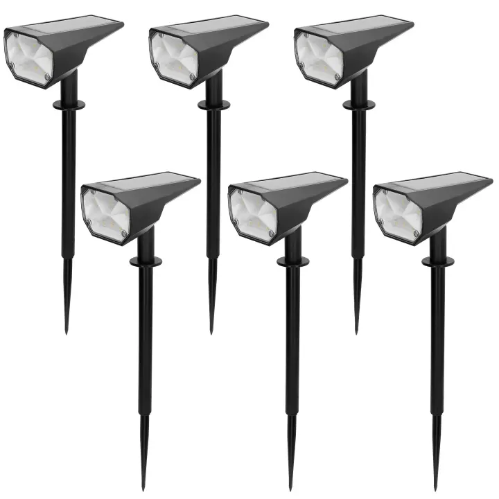 Aktive - Set de 6 balizas solares LED luz fija o de colores, 6 LEDs por unidad, 5-10 lúmenes, sensor de luz, autonomía 8h, instalación en suelo o pared, certificación IP24, para jardín, terraza, senderos - 1