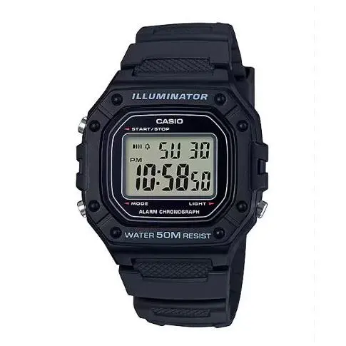 Casio W-218H-1AVDF Reloj Digital Deportivo con Cronómetro, Alarma, Resistencia al Agua 50M, Retroiluminación LED - 1