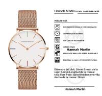 Reloj De Mujer Hannah Martin Con Movimiento Japonés Original Acero Inoxidable Malla Clásico Minimalista Rosado Oro - details 12