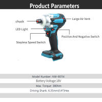 Destornillador Eléctrico Inalámbrico 18V Con Luz LED Y Destornillador De Impacto Brushless Para Batería Makita Máxima Torque 380NM - details 0