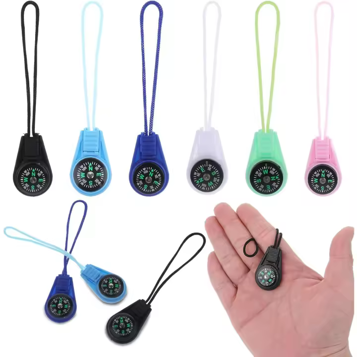 12 Pack Small Compass with Paracord, Multi-Color Outdoor Pocket Compass, Portable Button Compass Kit, Mini Compass Survival, Keychain Compass for Camping, Hiking - 1
