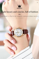 Reloj De Cuarzo Clásico Para Hombre OLEVS Con Correa De Cuero Marrón Y Fechador Resistente Al Agua Dial Digital Estilo De Negocios - details 8