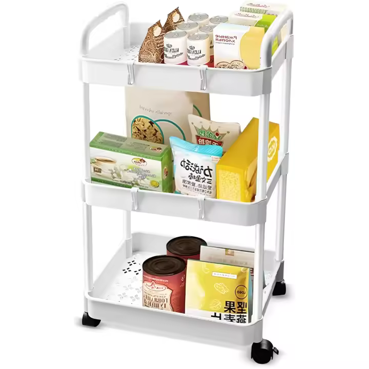 JUPPLIES - Carrito Auxiliar con Ruedas para Almacenaje Multiusos - Carro de Cocina Organizador con Ruedas - Carrito Organizador con 3 Niveles - Verdulero para Cocina - 1