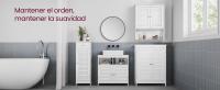 VASAGLE Mueble Bajo Lavabo, Mueble de Baño, Armario Bajo Lavabo, con 2 Puertas de Lamas, Mucho Almacenamiento, Estilo Moderno, 30 x 60 x 60 cm, Blanco - details 0