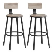 Juego de 2 taburetes altos de cocina con respaldo, estilo industrial, estructura de acero, asiento de 73 cm, fácil montaje, varios colores disponibles - details 3
