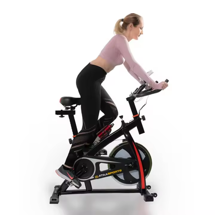ATAA Power 50 Biclicleta de Spinning, bicicleta estática para entrenamiento en casa, sillín ergonómico ajustable, sistema de transmisión silencioso, pantalla LCD, perfecta para hacer ejercicio en casa - 1