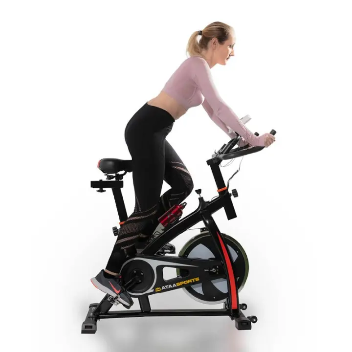 ATAA Power 50 Biclicleta de Spinning, bicicleta estática para entrenamiento en casa, sillín ergonómico ajustable, sistema de transmisión silencioso, pantalla LCD, perfecta para hacer ejercicio en casa - 1