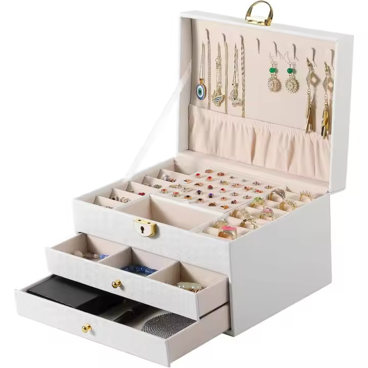 Ice Velvet - Escaparate de joyería with 20 Ganchos para Collares, joyero apilable with TAPA DE Cristal with cerradura - 1