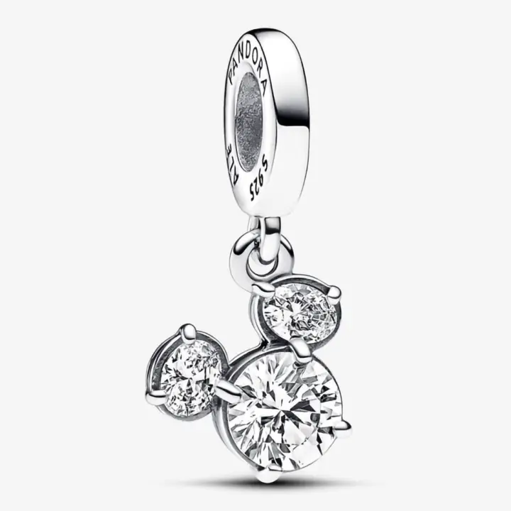 Pandora Charm de Colgante en Plata de Ley Silueta Cabeza Brillante de Mickey Mouse 793031C01，Incluye Caja Original - 1