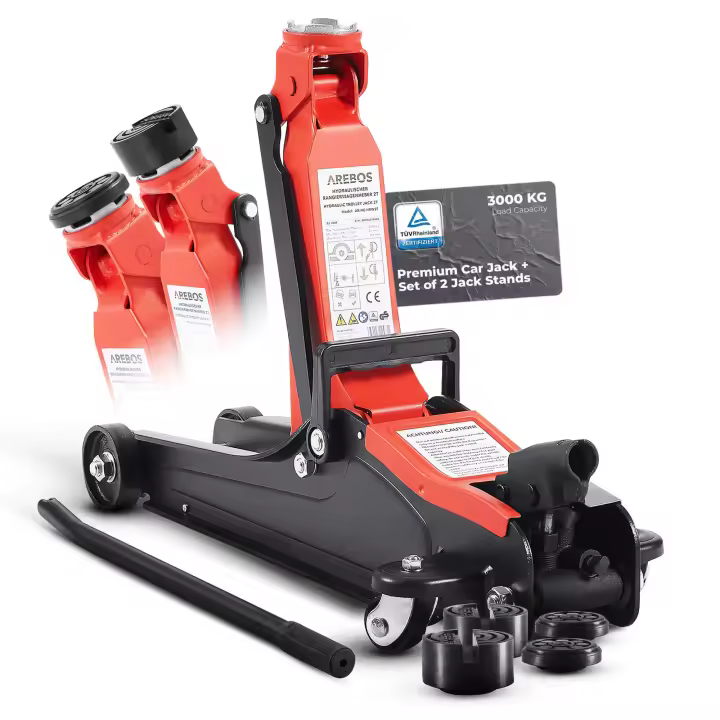 AREBOS 2T Gato De Maniobra De Doble Pistón Hidráulico Para Coches - 1