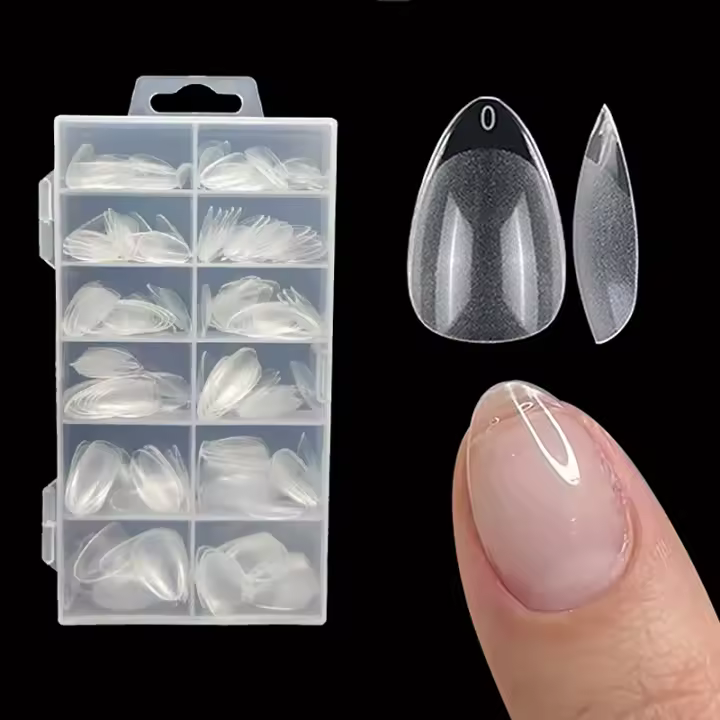 240Pcs/Box Dedales De Uñas Postizas Almendradas MITAD Mate XXS Cubierta Total Gel Suave Falsas Uñas Artificiales Extensión Ideal Para Cama De Uñas Extra Corta - 1