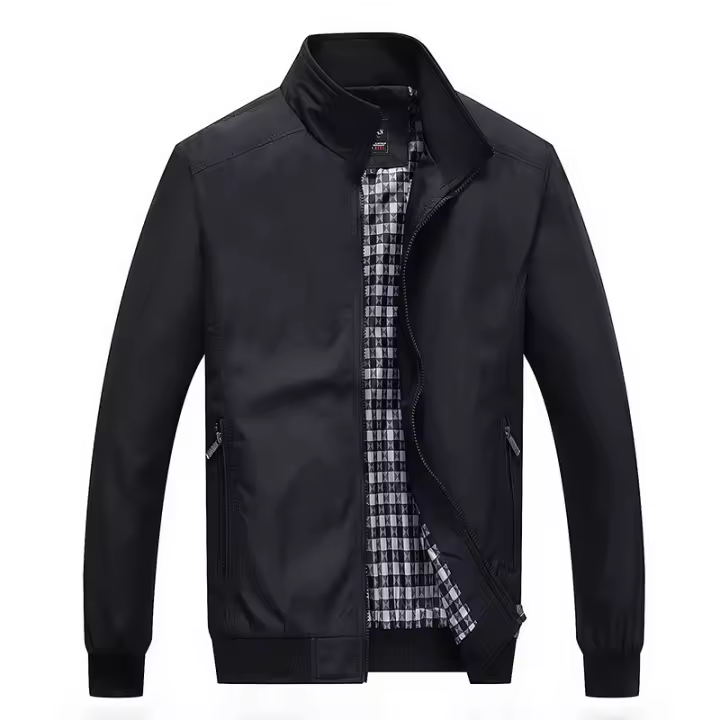 Chaqueta De Moda Para Hombre Casual De Primavera Y Otoño Abrigo Grande Y Suelto Estilo Dad Con Bolsillos Cierre De Cremallera - 1