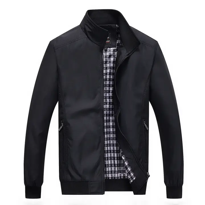 Chaqueta De Moda Para Hombre Casual De Primavera Y Otoño Abrigo Grande Y Suelto Estilo Dad Con Bolsillos Cierre De Cremallera - 1