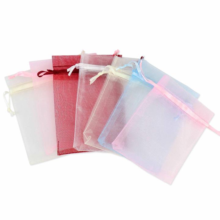 Pack de 50 a 100 unidades de bolsas de organza, Bolsa de organza 9x12 cm, Bolsas para regalo de colores, Bolsas para detalles y joyas, 6 colores, Envoltorios para regalos, Detalles para invitados boda, bautizo y comunión, Regalantes Store