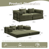 Sofá plegable convertible en sofá cama, modular de 2 plazas con funda de bombazine, sin montaje, colchón tipo tatami, ahorra espacio, ideal para salón, dormitorio, apartamento pequeño - details 2