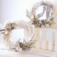 Guirnalda Blanca De Rotura En Diseño Redondo Adorno De Navidad De Paja Rattan Anillo De Vinas Decoración Para Casa Y Fiestas Artesanía De Flores Colgantes - details 4