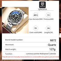 Reloj De Cuarzo Para Hombre QINGXIYA Diseño De Moda Acero Inoxidable Impermeable Con Manos Luminosas Y Calendario Completo - details 0