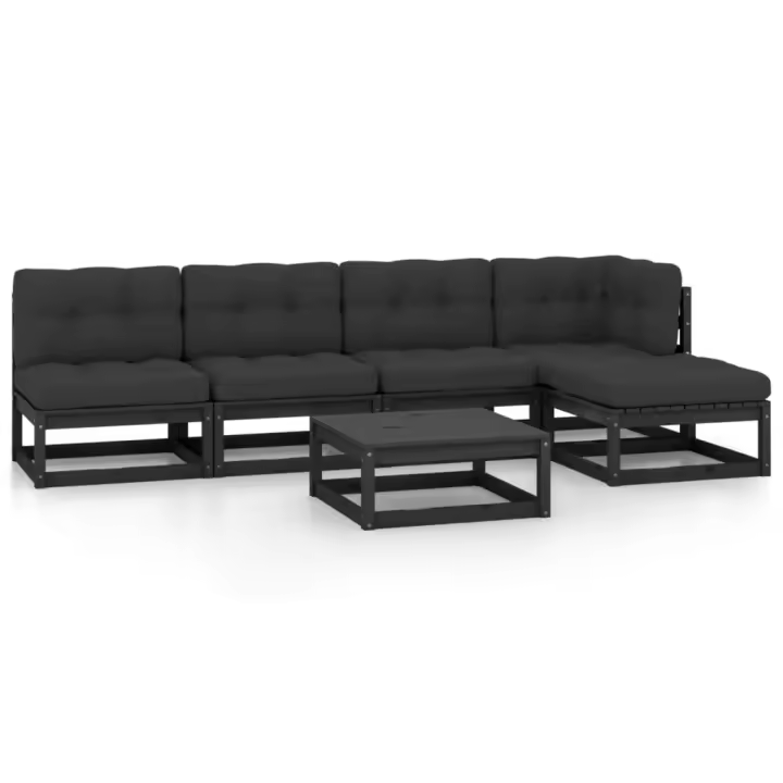 vidaXL Juego de muebles de jardín 6 pzas y cojines madera pino maciza - 1