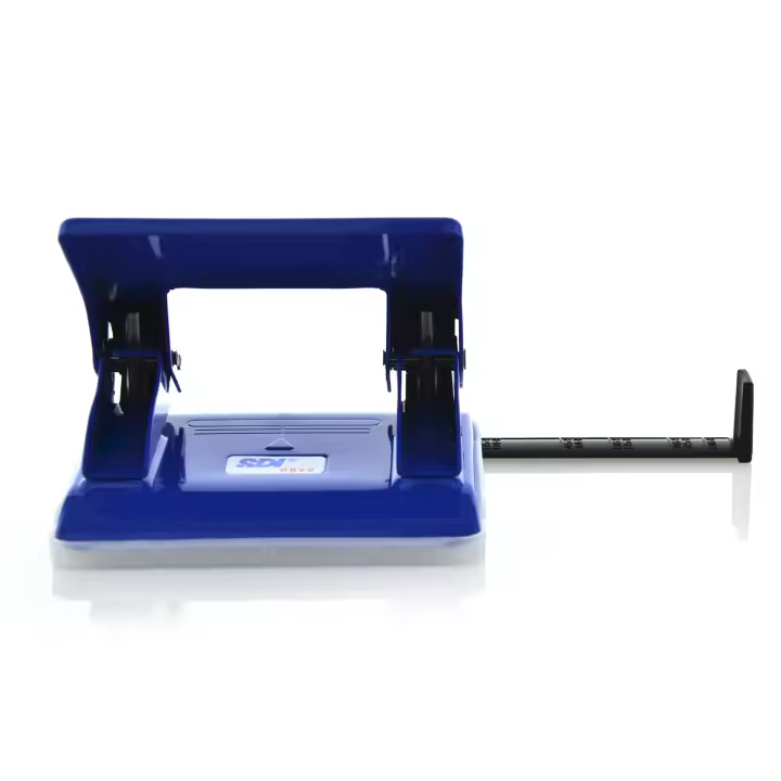Taladro de Mesa/Oficina- Perforadora Metálica con 2 Agujeros, Gran Resistencia y Capacidad, Perfora hasta 20 Hojas, Guía de Corte, Reverso con Depósito y Tapa - by SDI por Office Box - 1